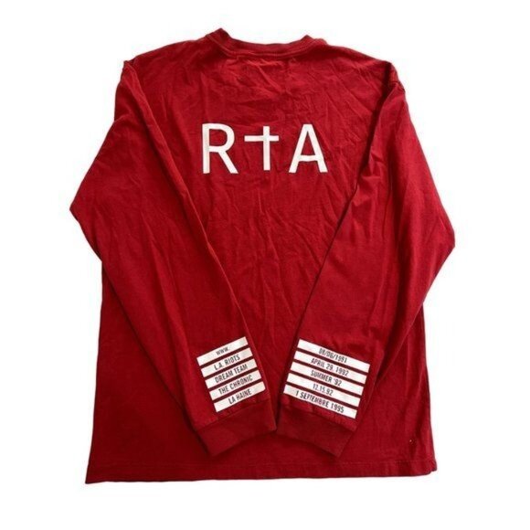 RtA Graphic Print Long Sleeve in Blood Red - Picture 1 of 4